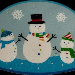 Vintage Snowman Placemats Glitter Winter Christmas Table Decor Set of 6